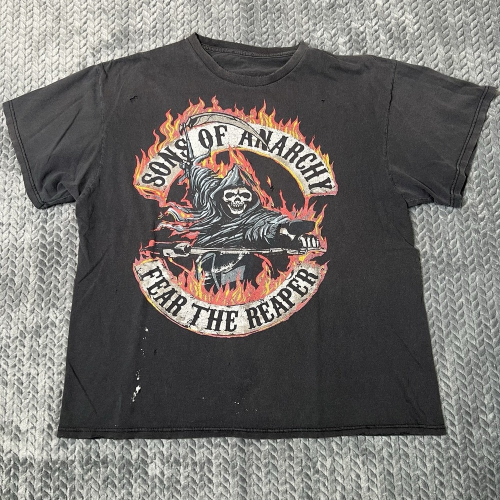 Vintage Grunge Sons of Anarchy Fear The Reaper Men's Shirt Black Medium